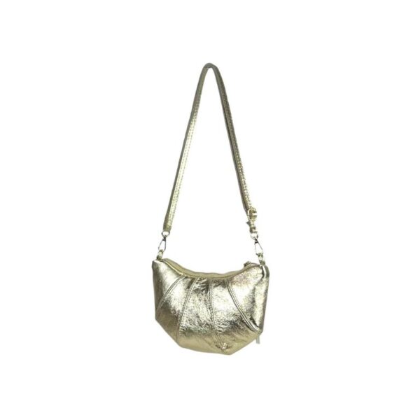 Bolso Bandolera de Mujer en Piel Italiana con Diseño Medialuna y Efecto Brillante - Imagen 4