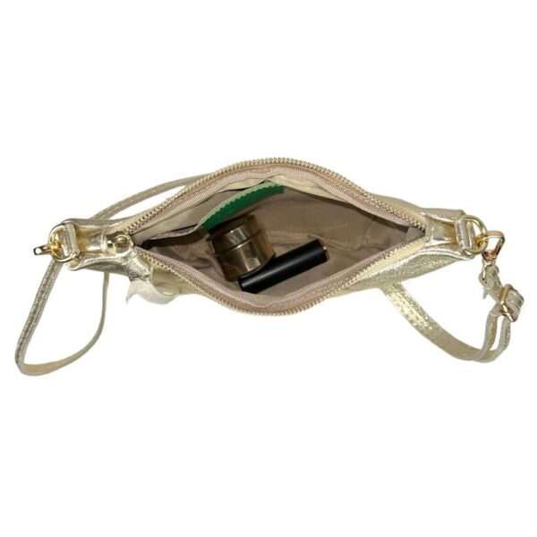 Bolso Bandolera de Mujer en Piel Italiana con Diseño Medialuna y Efecto Brillante - Imagen 7
