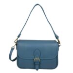 Bolso Bandolera de Piel Italiana con Asa Corta y Bolsillo Trasero para Mujer