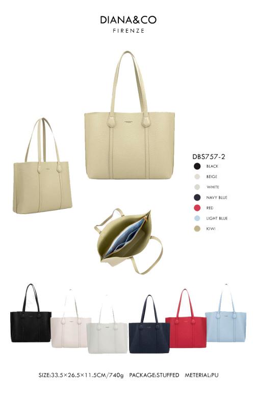 Bolso de Mujer Tipo Tote en Piel Sintética con 3 Compartimentos Interiores y 2 Asas Largas