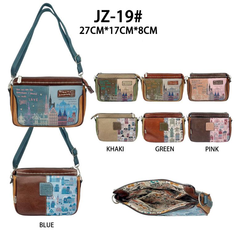 Bolso Bandolera Sweet Candy con Diseño Ciudad y Cierre de Cremallera Mujer