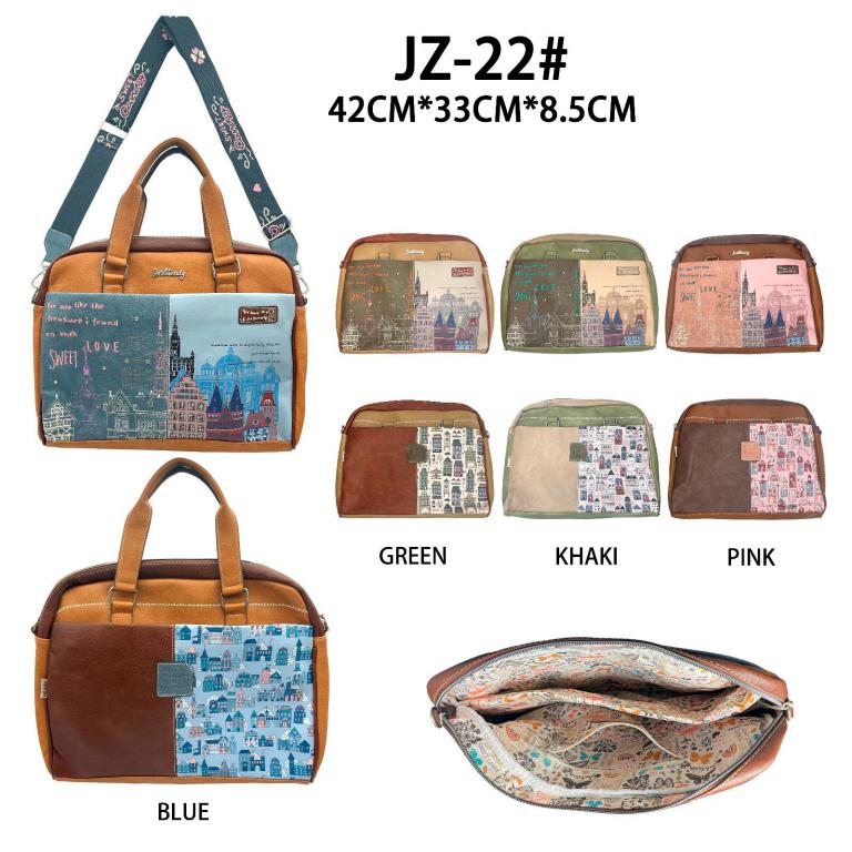 Amplio Bolso Sintético Sweet Candy con Diseño Ciudad y Compartimentos Interiores Mujer