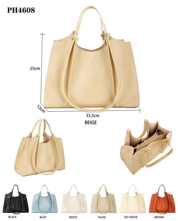 Bolso Sintético de Mano Tipo Tote con 3 Compartimentos Interiores para Mujer - Imagen 2