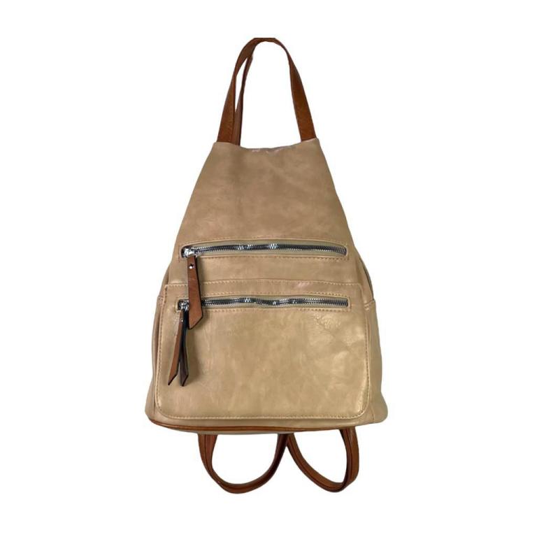 Mochila Antirobo Sintética de Mujer con 3 Bolsillos Exteriores y Cierre de Cremallera