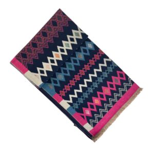 Cómoda Bufanda de Lana con Precioso Diseño y Colores de Mujer-AzulMarino- Mayorista España