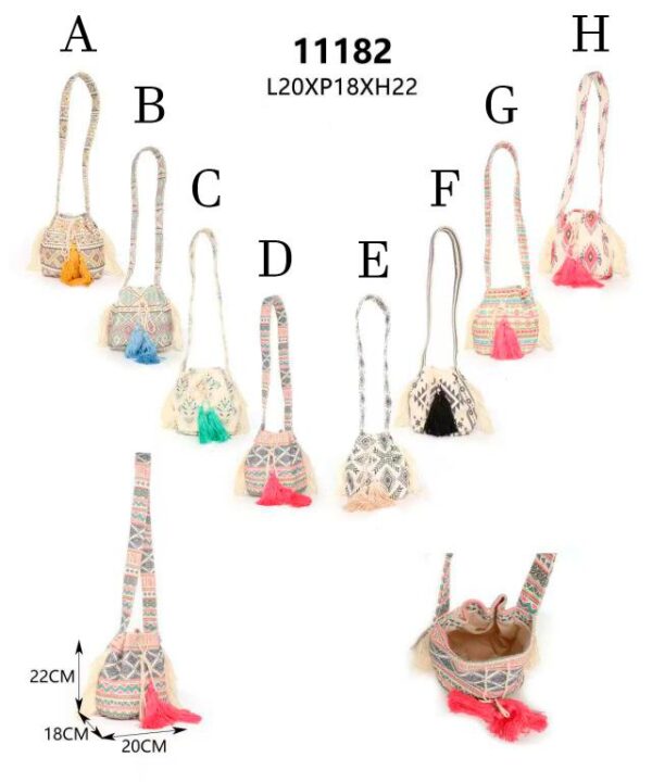 Bolso de Hombro Estilo Bohemio en Algodón con Cierre de Cuerdas y Gran Calidad para Mujer - Imagen 2