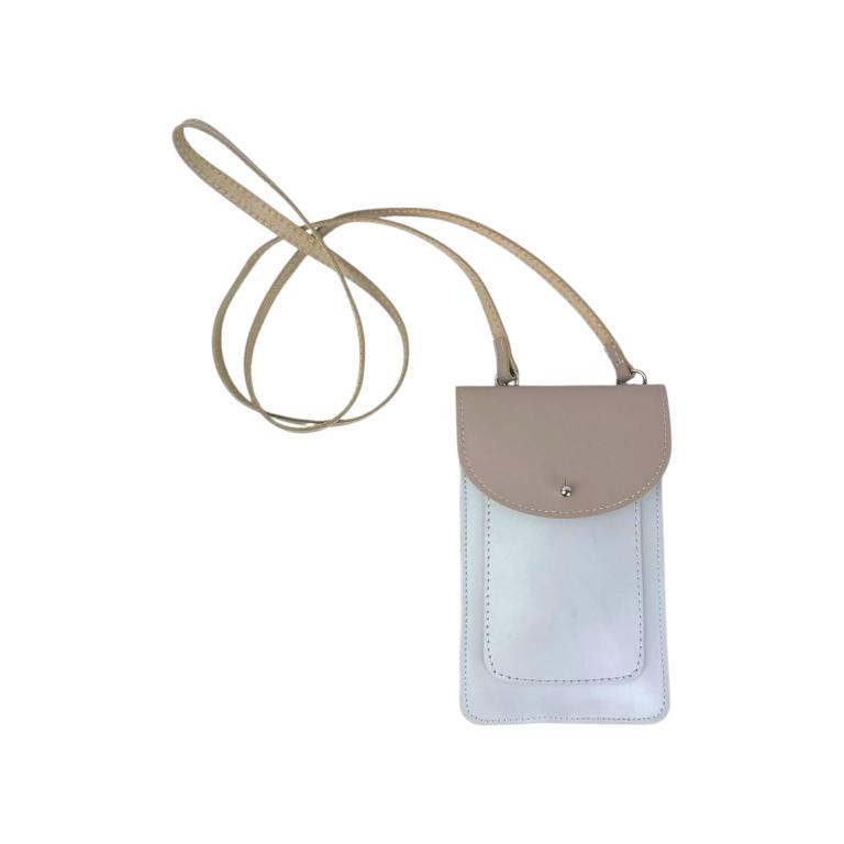 Bolsito Portamovil en Piel Italiana para Mujer con Solapa y Compartimento Frontal