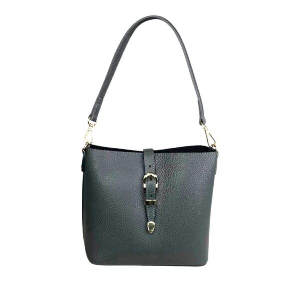 Bolso de Hombro en Piel Italiana con Asa Larga, Tira Bandolera y Mini Solapa Magnética de Mujer - Imagen 10