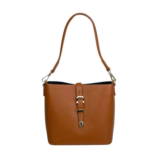 Bolso de Hombro en Piel Italiana con Asa Larga, Tira Bandolera y Mini Solapa Magnética de Mujer - Imagen 9