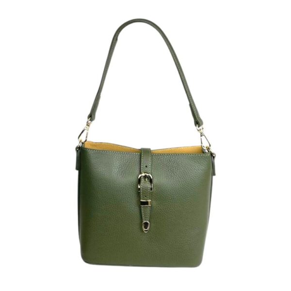 Bolso de Hombro en Piel Italiana con Asa Larga, Tira Bandolera y Mini Solapa Magnética de Mujer - Imagen 7