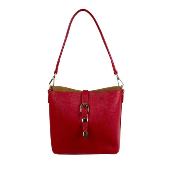 Bolso de Hombro en Piel Italiana con Asa Larga, Tira Bandolera y Mini Solapa Magnética de Mujer - Imagen 11