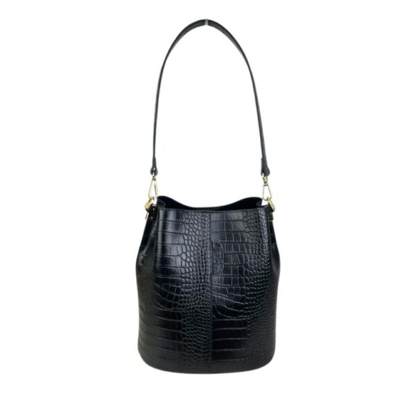 Amplio Bolso Bucket en Piel Italiana con Diseño de Serpiente y 3 Compartimentos de Mujer - Imagen 3