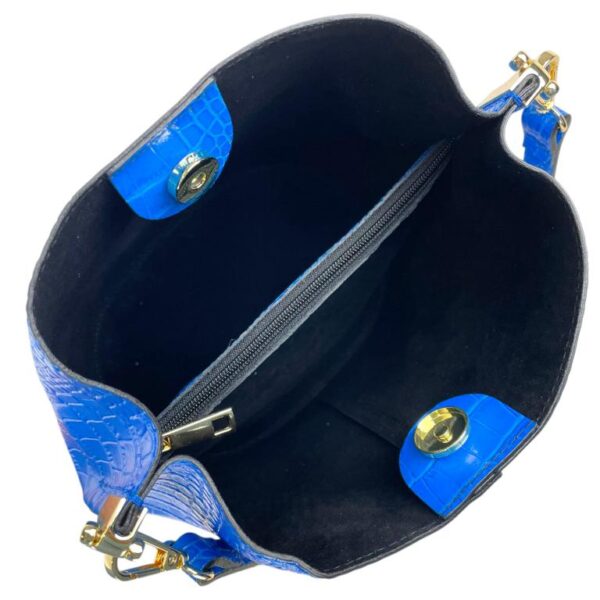 Amplio Bolso Bucket en Piel Italiana con Diseño de Serpiente y 3 Compartimentos de Mujer - Imagen 10