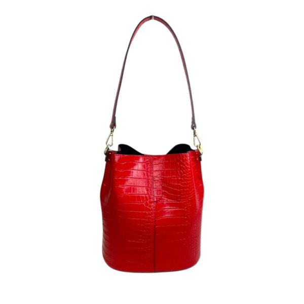 Amplio Bolso Bucket en Piel Italiana con Diseño de Serpiente y 3 Compartimentos de Mujer - Imagen 5