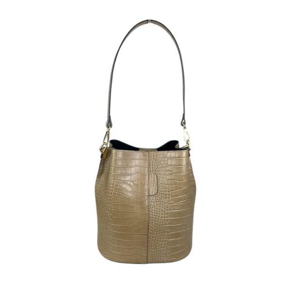 Amplio Bolso Bucket en Piel Italiana con Diseño de Serpiente y 3 Compartimentos de Mujer - Imagen 2