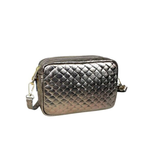 Bolso Bandolera de Mujer en Piel Italiana con Efecto Brillante y 2 Bolsillos con Cremallera - Imagen 7