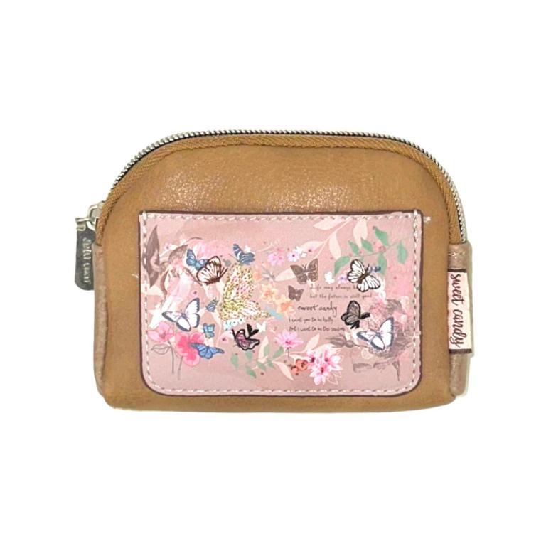 Monedero Compacto Diseño Mariposa Sweet Candy con Bolsillo Trasero para Mujer