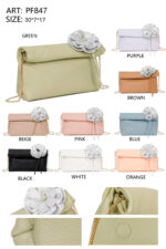 Bolso de Hombro Sintético de Mujer con Flor Decorativa, Cierre de 2 Imanes y Gran Capacidad - Imagen 2