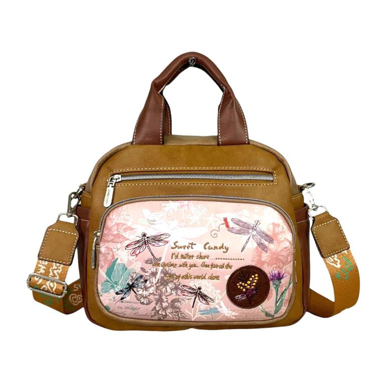 Bolso Bandolera con Diseño Libélula, Asa Corta y 3 Bolsillos Exteriores Mujer