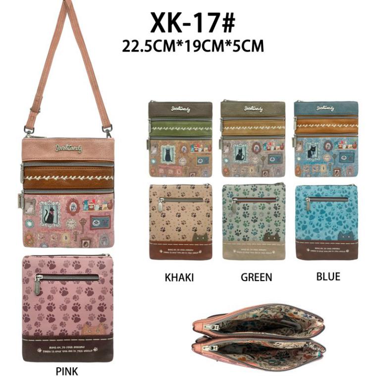 Bolso Bandolera Sintético con Diseño Gato Sweet Candy y 3 Bolsillos Exteriores para Mujer