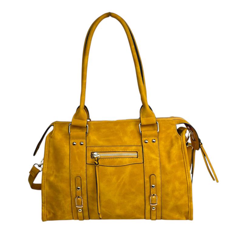 Bolso Sintético de Hombro con Bolsillos Exteriores, Asas Largas y Gran Capacidad para Mujer