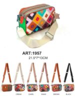 Bolso Bandolera Multicolor Trenzado de Piel con Bolsillo Trasero y 2 Compartimentos para Mujer - Imagen 2
