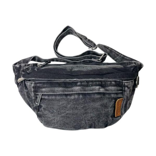 Riñonera de Algodón y Tela Vaquera para Mujer con 3 Bolsillos con Cierre de Cremallera - Imagen 3
