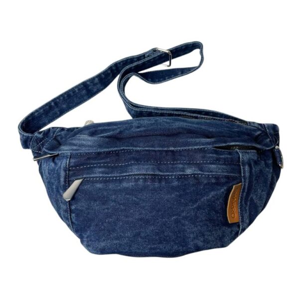 Riñonera de Algodón y Tela Vaquera para Mujer con 3 Bolsillos con Cierre de Cremallera - Imagen 2