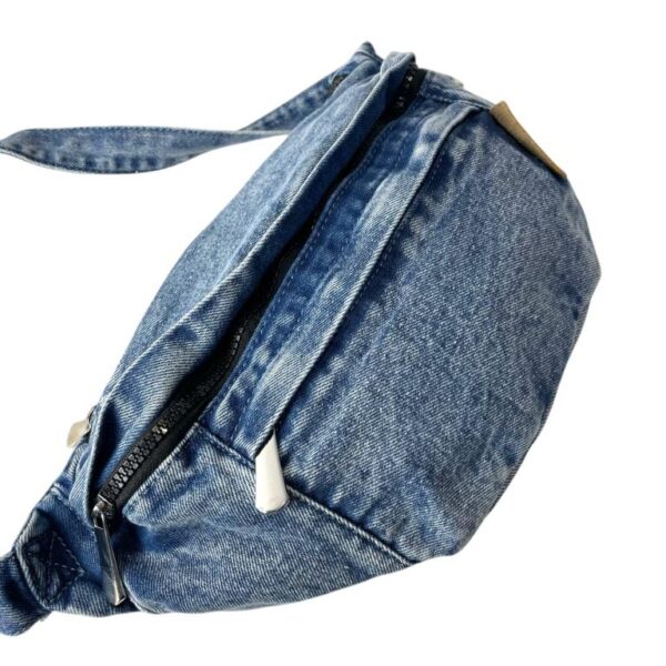 Riñonera de Algodón y Tela Vaquera para Mujer con 3 Bolsillos con Cierre de Cremallera - Imagen 7