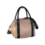 Bolso Bowling De Piel Italiana Para Mujer Con 3 Compartimentos, Cremallera y Gran Calidad