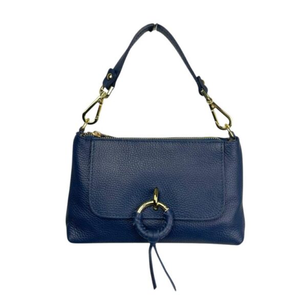 Bolso de Mano en Piel Italiana con Tira Bandolera, Frontal Decorativo y Cremallera para Mujer - Imagen 6