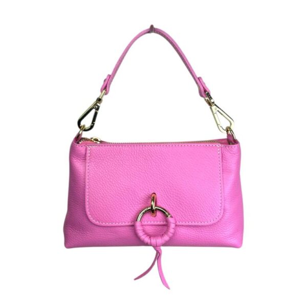 Bolso de Mano en Piel Italiana con Tira Bandolera, Frontal Decorativo y Cremallera para Mujer - Imagen 15