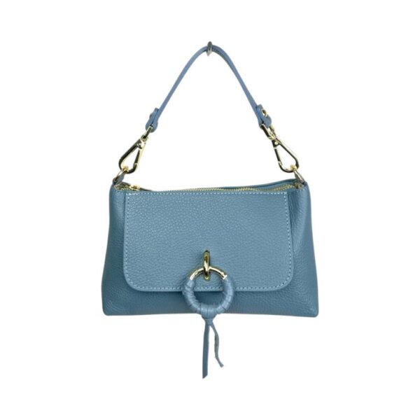 Bolso de Mano en Piel Italiana con Tira Bandolera, Frontal Decorativo y Cremallera para Mujer - Imagen 9