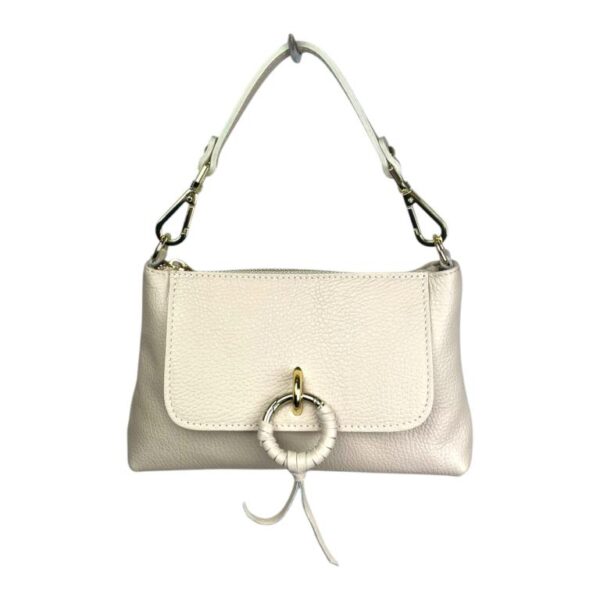 Bolso de Mano en Piel Italiana con Tira Bandolera, Frontal Decorativo y Cremallera para Mujer - Imagen 11