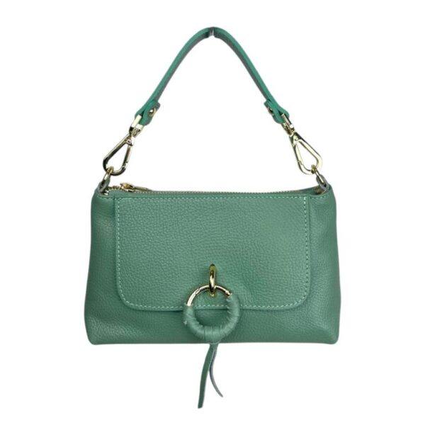 Bolso de Mano en Piel Italiana con Tira Bandolera, Frontal Decorativo y Cremallera para Mujer - Imagen 12