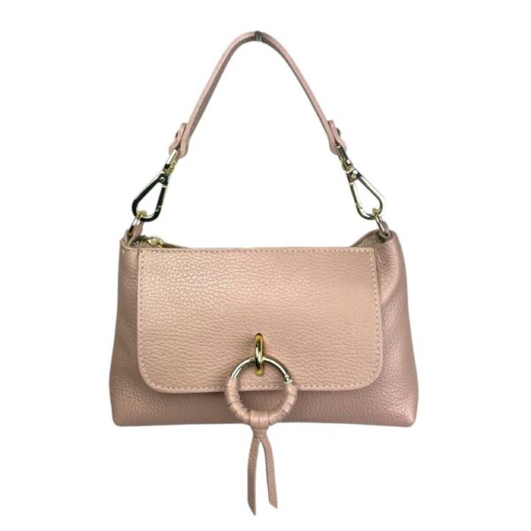 Bolso de Mano en Piel Italiana con Tira Bandolera, Frontal Decorativo y Cremallera para Mujer - Imagen 13
