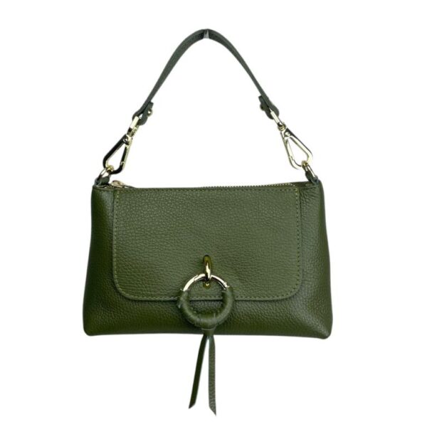 Bolso de Mano en Piel Italiana con Tira Bandolera, Frontal Decorativo y Cremallera para Mujer - Imagen 14