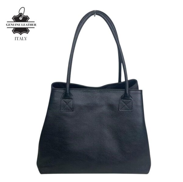 Bolso de Hombro en Piel Italiana para Mujer con Gran Capacidad y Tiras Laterales con Botón - Imagen 9