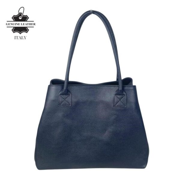 Bolso de Hombro en Piel Italiana para Mujer con Gran Capacidad y Tiras Laterales con Botón - Imagen 12