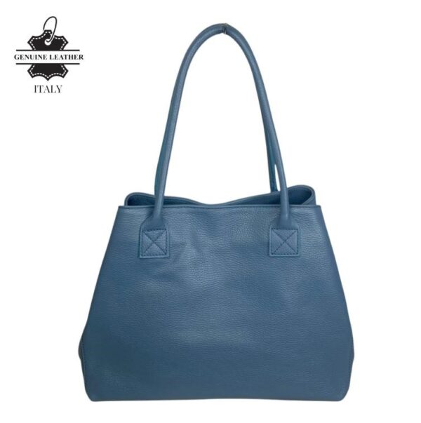 Bolso de Hombro en Piel Italiana para Mujer con Gran Capacidad y Tiras Laterales con Botón - Imagen 3