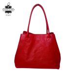 Bolso de Hombro en Piel Italiana para Mujer con Gran Capacidad y Tiras Laterales con Botón - Imagen 6