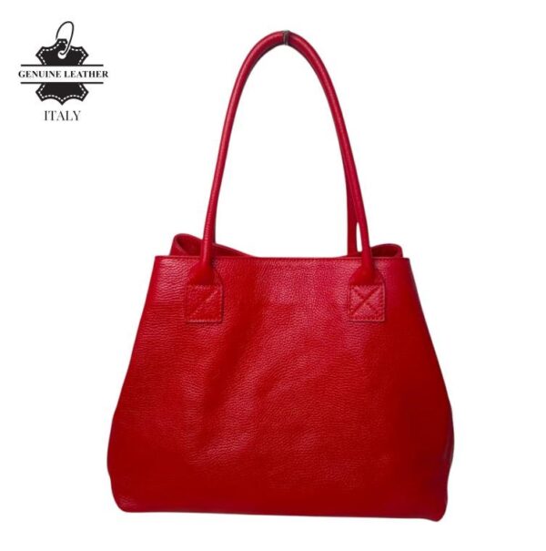 Bolso de Hombro en Piel Italiana para Mujer con Gran Capacidad y Tiras Laterales con Botón - Imagen 6