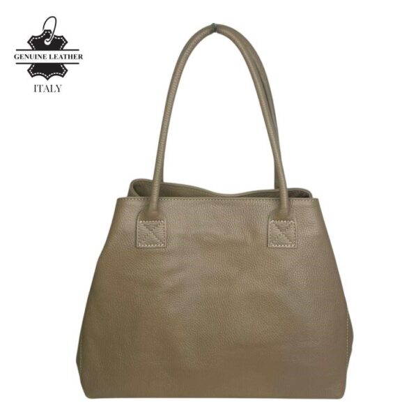 Bolso de Hombro en Piel Italiana para Mujer con Gran Capacidad y Tiras Laterales con Botón - Imagen 7