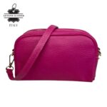 Bolso Bandolera de Mujer en Piel Italiana con Bolsillo Frontal con Flecos y Cierre de Cremallera - Imagen 8