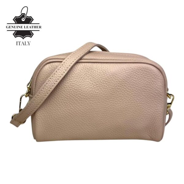 Bolso Bandolera de Mujer en Piel Italiana con Bolsillo Frontal con Flecos y Cierre de Cremallera - Imagen 7