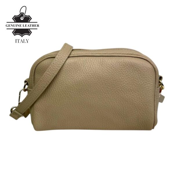 Bolso Bandolera de Mujer en Piel Italiana con Bolsillo Frontal con Flecos y Cierre de Cremallera - Imagen 11