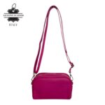 Bolso Bandolera de Mujer en Piel Italiana con Bolsillo Frontal con Flecos y Cierre de Cremallera - Imagen 20