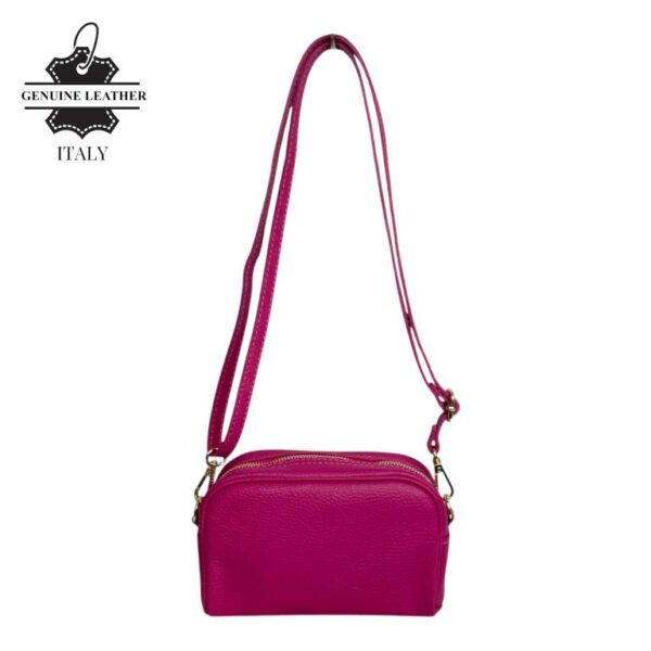 Bolso Bandolera de Mujer en Piel Italiana con Bolsillo Frontal con Flecos y Cierre de Cremallera - Imagen 20