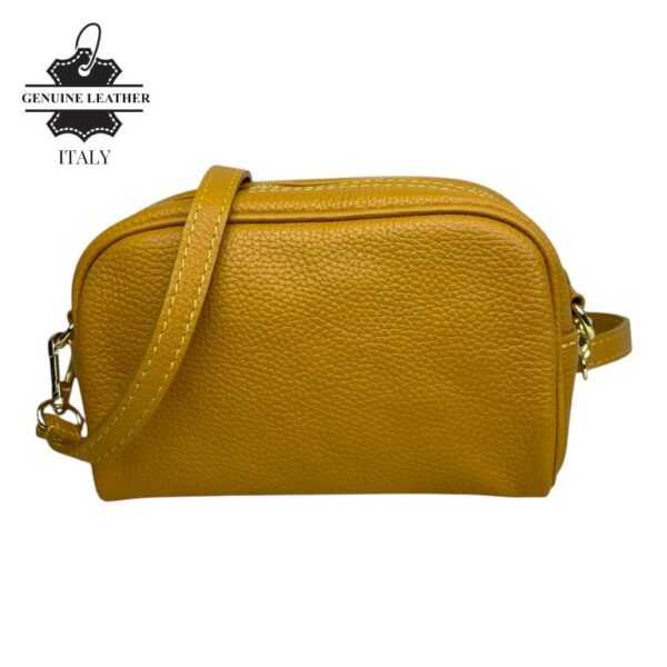 Bolso Bandolera de Mujer en Piel Italiana con Bolsillo Frontal con Flecos y Cierre de Cremallera - Imagen 15