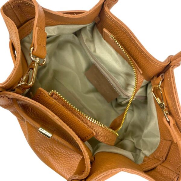 Bolso de Mano en Piel Italiana para Mujer con 2 Asas Cortas, 1 Tira Bandolera y Gran Calidad - Imagen 15